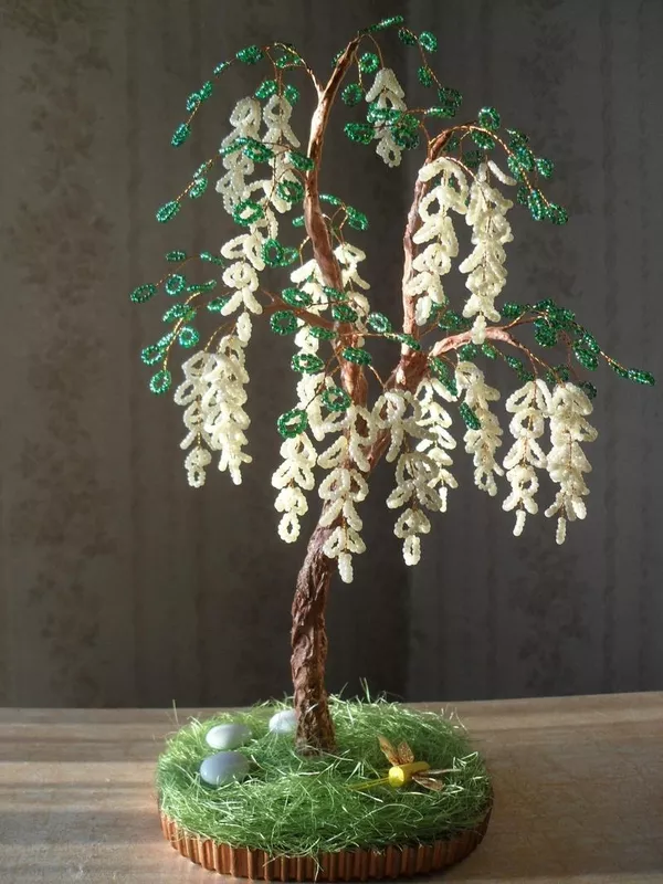Цветы и деревья из бисера-отличный подарок и украшение для дома.  2