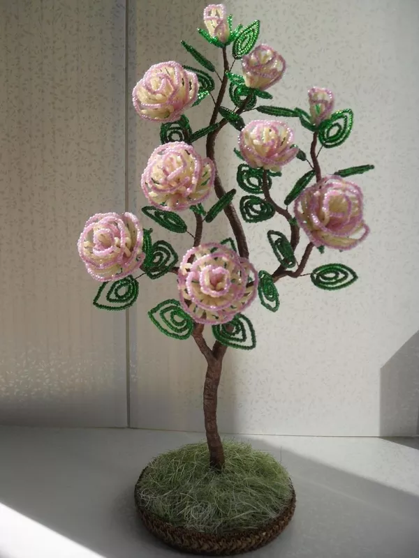 Цветы и деревья из бисера-отличный подарок и украшение для дома.  4