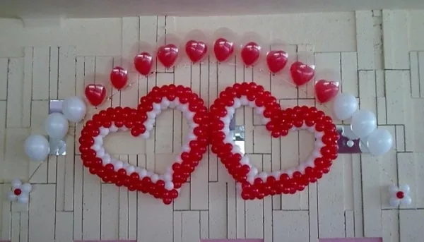 Свадьба украшение зала воздушными шарами. Сердце из воздушных шаров 15